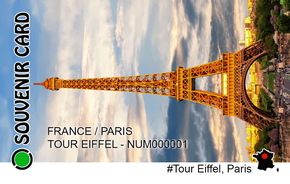 FEV 2020 - Nouvelle Souvenir Card, Tour Eiffel, Paris. Seulement 10 000 exemplaires numérotés. Vue Recto Image